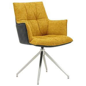 Novel ŽIDLE S PODRUČKAMI, nerezová ocel, mikrovlákno, vzhled lnu, antracitová, žlutá obraz