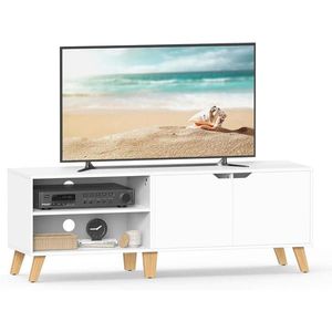 MID.YOU KOMODA POD TELEVIZI, bílá, světle hnědá, 140/45/40 cm obraz