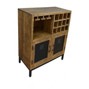 Landscape VYSOKÁ KOMODA, mangové dřevo, přírodní barvy, černá, 90/100/40 cm obraz