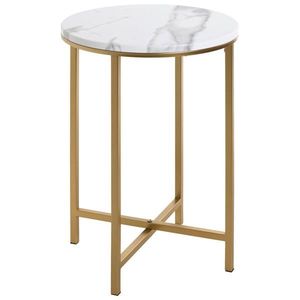 ODKLÁDACÍ STOLEK, bílá, barvy zlata obraz