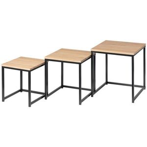 MID.YOU SADA ODKLÁDACÍCH STOLKŮ, přírodní barvy, černá, kov, kompozitní dřevo, obraz