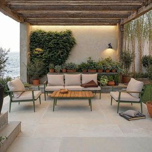 Ambia Garden TERASOVÁ SEDACÍ SOUPRAVA 3dílné, dřevo, kov, textil obraz