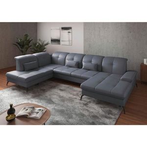 Sit & More SEDACÍ SOUPRAVA, textil, kůže, šedomodrá obraz