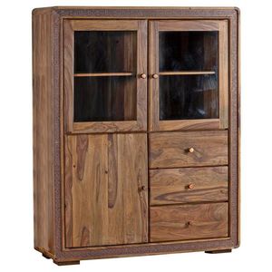 Landscape VYSOKÁ KOMODA, akácie, barvy sheesham, měděné barvy, 115/145/40 cm obraz