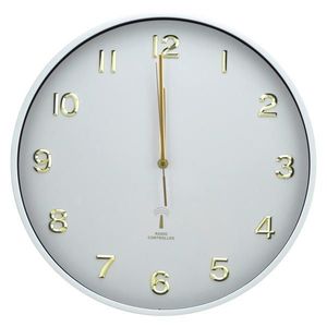 Ambia Home RÁDIEM ŘÍZENÉ HODINY bílá 40 cm obraz