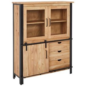 MID.YOU VITRÍNA, akácie, černá, světle hnědá, 120/150/42 cm obraz