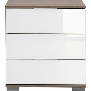 Carryhome NOČNÍ STOLEK, bílá, barvy dubu, 52/58/38 cm obraz