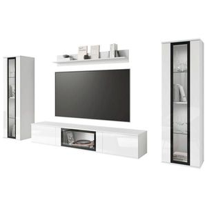 Livetastic OBÝVACÍ STĚNA, bílá, vysoce lesklá bílá obraz