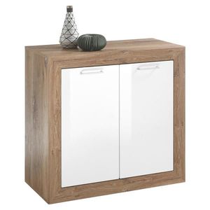 KOMODA, barvy dubu, vysoce lesklá bílá, 90/87/42 cm obraz