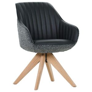 home24 ŽIDLE S PODRUČKAMI, žinylka, vzhled kůže, černá, barvy dubu obraz