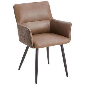 Livetastic ŽIDLE S PODRUČKAMI, železo, vzhled kůže, tkaná látka, hnědá, šedá obraz