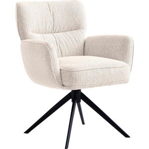 Novel ŽIDLE S PODRUČKAMI, železo, vzhled lnu, černá, béžová obraz