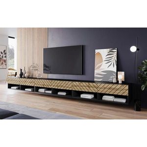 P & B NÍZKÁ KOMODA, černá, dub wotan, 300/30/31 cm obraz