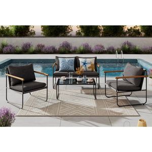 Ambia Garden TERASOVÁ SEDACÍ SOUPRAVA 4dílné, kov, sklo, textil obraz