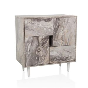 MID.YOU KOMODA, hnědá, bílá, 72/77/39, 5 cm obraz