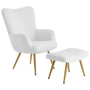 Ti'me RELAXAČNÍ KŘESLO S TABURETEM, kov, textil, bílá obraz