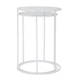 KONFERENČNÍ STOLEK, bílá, kov, sklo, 43, 5/60 cm obraz