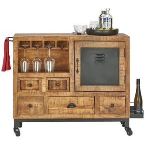 Landscape SERVÍROVACÍ VOZÍK, přírodní barvy, černá, 100/85/40 cm obraz