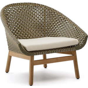 Dřevěné zahradní křeslo v zelené a přírodní barvě Olbia – Kave Home obraz