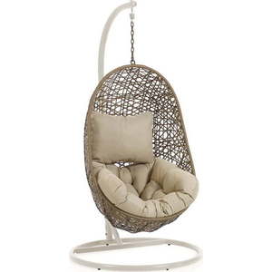 Světle šedé/béžové závěsné zahradní křeslo z umělého ratanu Florina – Kave Home obraz