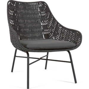 Černé ručně pletené venkovní křeslo Kave Home Abeli obraz