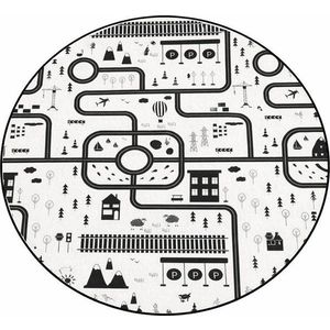 Černobílý pratelný dětský hrací koberec ø150 cm In My Town – Mila Home obraz