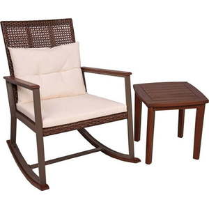 Tmavě hnědé dřevěné houpací křeslo se stolkem Sinaloa – Garden Pleasure obraz