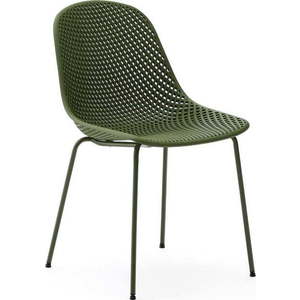Tmavě zelená kovová zahradní židle Quinby – Kave Home obraz