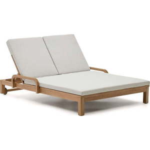 Dvoumístné dřevěné zahradní lehátko v bílo-přírodní barvě Sonsaura – Kave Home obraz
