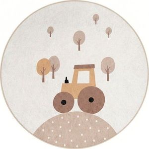 Béžový pratelný dětský koberec ø120 cm Tractor World – Mila Home obraz