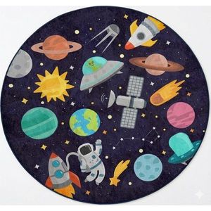 Tmavě modrý pratelný dětský hrací koberec ø100 cm Into The Space – Mila Home obraz