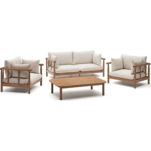 Zahradní lounge set z eukalyptového dřeva pro 4 v bílo-přírodní barvě Sacova – Kave Home obraz