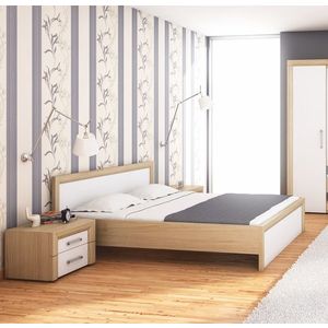 Kasvo SKYLINE postel 160cm dub sonoma / bílá lesklá obraz