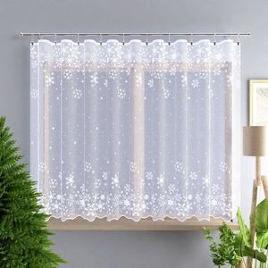 Záclona žakárová, Polárka metráž, bílá 130 cm obraz