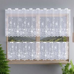 Záclona žakárová, Polárka vitrážka metráž, bílá 60 cm obraz