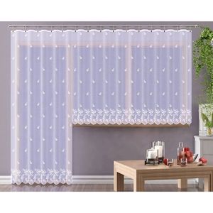 Záclona žakárová, Sabi metráž, bílá 130 cm obraz