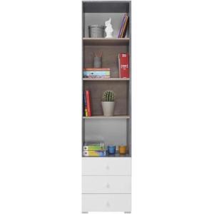 Regál Sigma 45x190 cm Beton/Bílá/Dub obraz