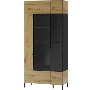 Vitrína Lucas 90cm Dub Artisan/černy Mat 193x90x42 cm obraz