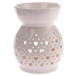 Porcelánová aromalampase srdíčky bílá 11.4x8, 5 cm obraz
