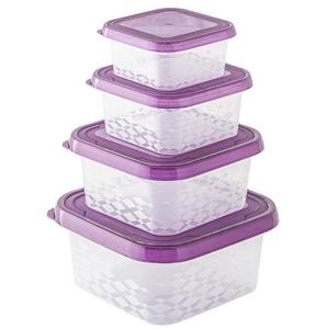 Sada 4 dóz Ori box hranaté 0.25l+0.45l+0.8l+1.25l fialová obraz