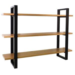 Závěsná police PD220225 přírodní dřevo/černá obraz