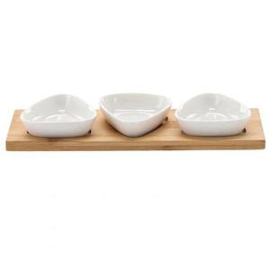 Sada 3 ks servírovacích misek 28x10x3cm hnědá, bílá obraz