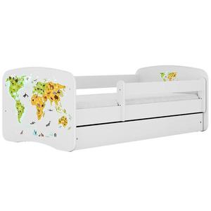 Dětská postel Babydreams+SZ+M bílá 70x140 Mapa světa obraz