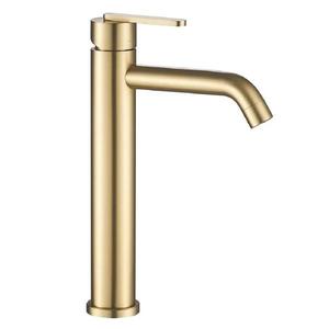 Baterie umyvadlová vysoká Rea Ontario zlatá kartáčovaná obraz