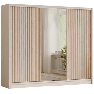 Skříň London Lux 250 kašmír/dub wotan/zrcadlo obraz