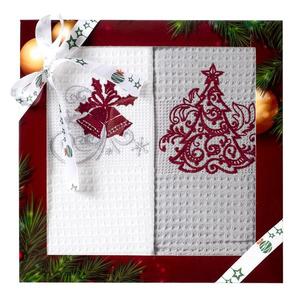 Kuchyňský ručník sada 2 ks 50x70 cm bílý/šedý obraz