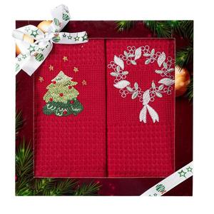 Kuchyňský ručník sada 2 ks 50x70 cm červený obraz