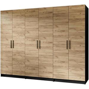 Skříň 3x Gold 2D černá/dub craft zlatá obraz