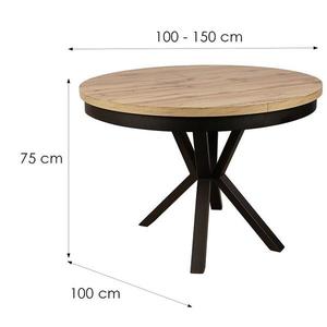 Stůl ST-42 100+50 dub wotan nohy černá kov obraz