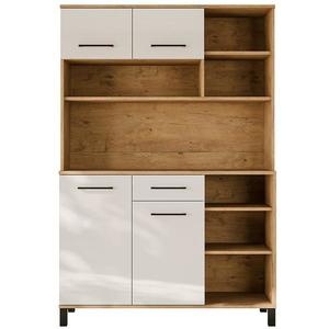 Vitrína Linda bílá/dub lancelot 120 (Vigo) obraz